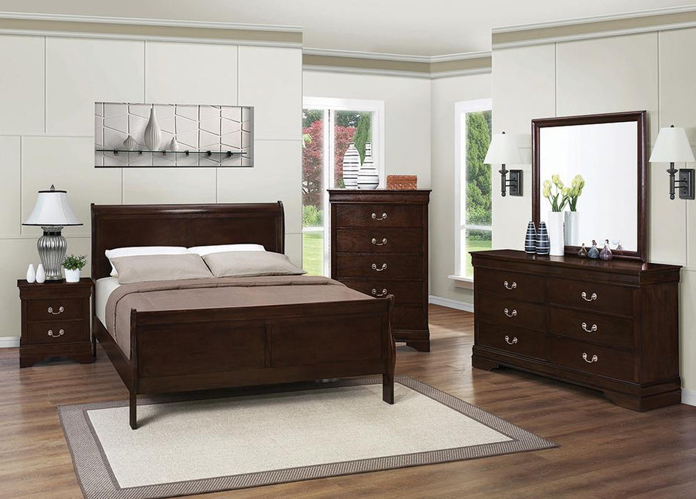 Louis Philippe 4-Piece Full Panel Bedroom Set with High Headboard