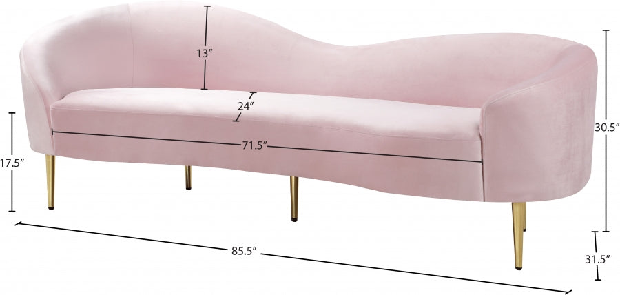 Ritz Pink Velvet Sofa