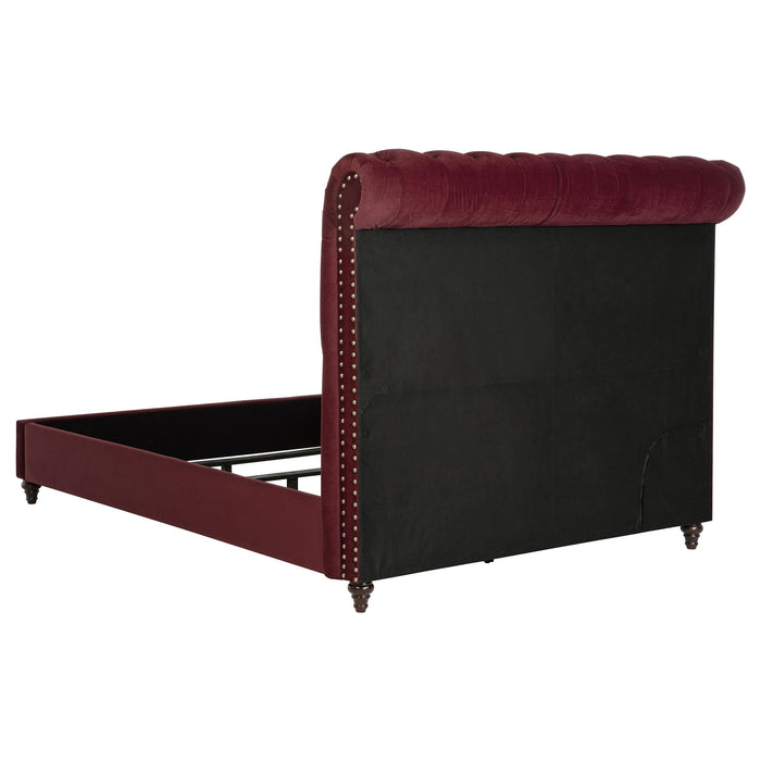 Devon Bedroom Set Wine Red and Dark Oak