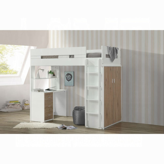 Neptune Twin Loft Bed w/Desk & Wardrobe