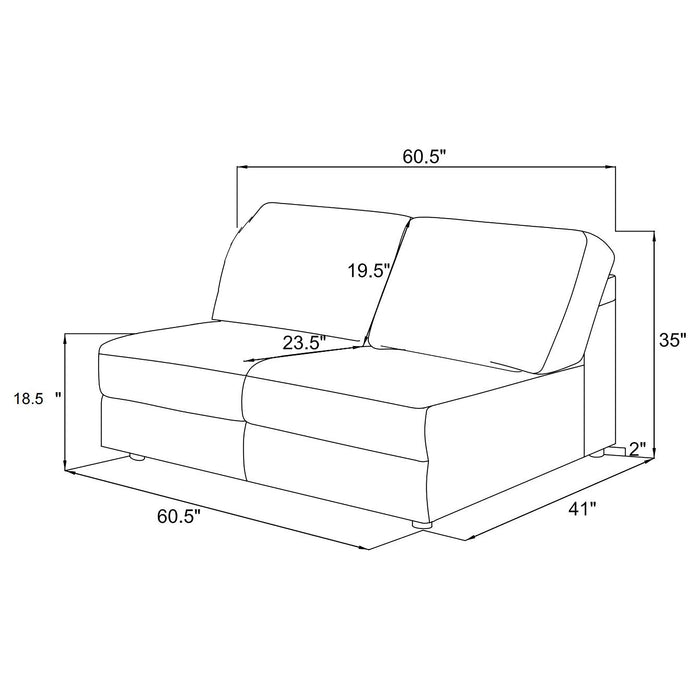Emberson Upholstered Armless Loveseat Ivory