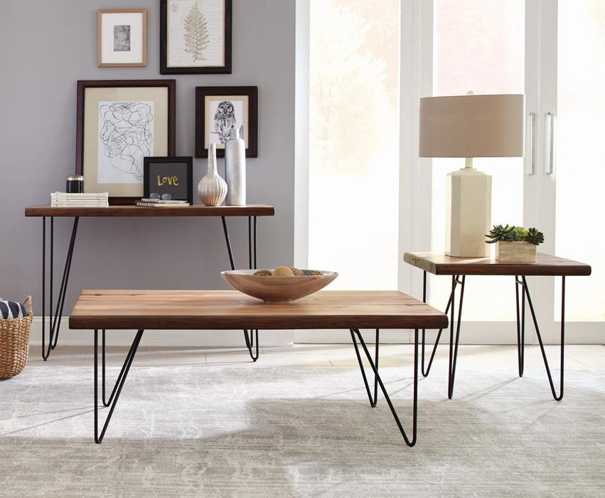 Square Wood Top End Table Natural Honey