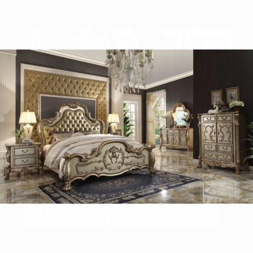 Dresden Bone PU & Gold Patina Queen Bed image