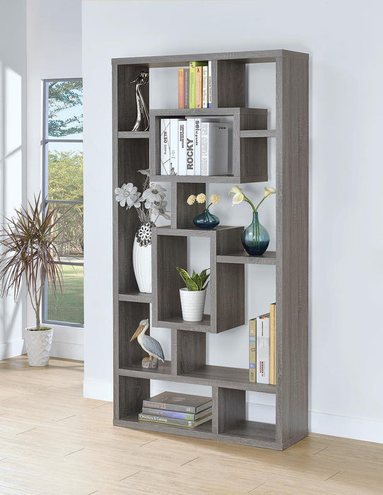 Corey 71-inch 8-shelf Bookcase Weathered Grey