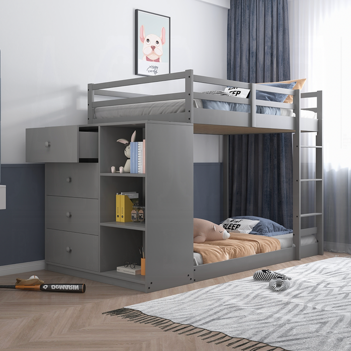Gason Twin/Twin Bunk Bed w/Drawers & Compartments
