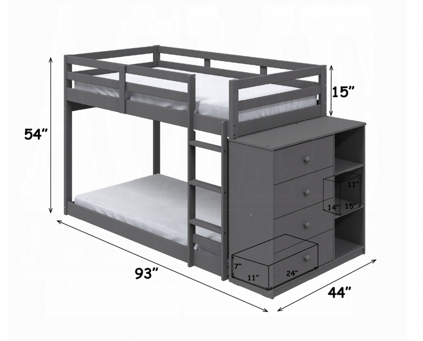 Gason Twin/Twin Bunk Bed w/Drawers & Compartments
