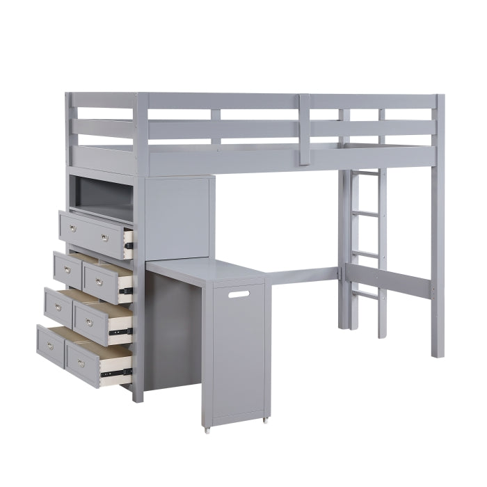 Ally Twin/Full Bunk Bed With Chest and Hidden Desk