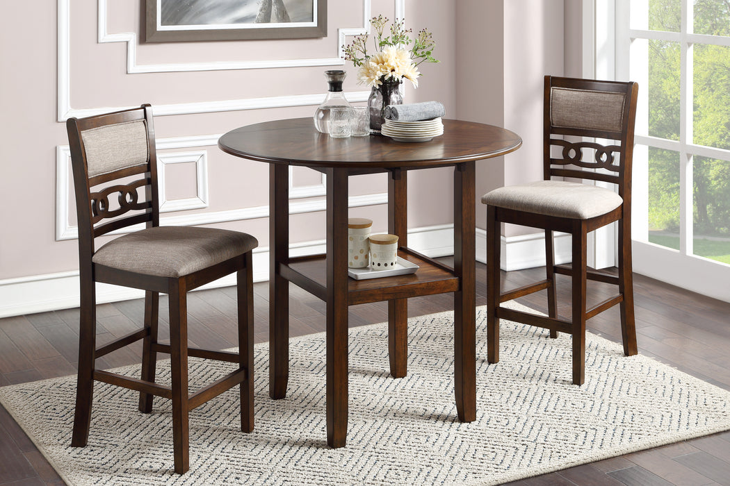 Gia Drop Down 3pc Counter Height Dining Set