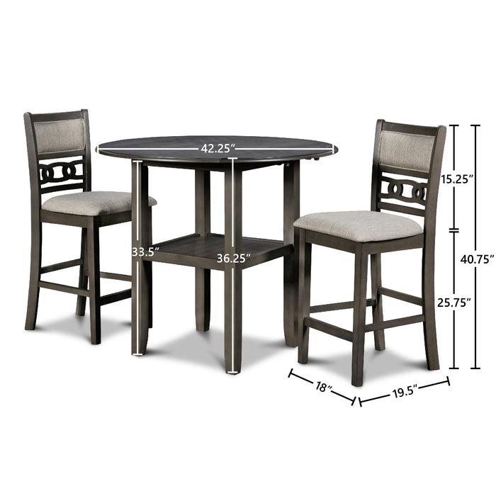 Gia Drop Down 3pc Counter Height Dining Set