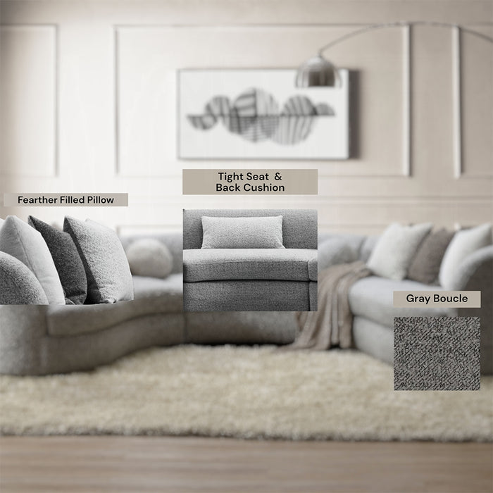 Ivy boucle curved sectional
